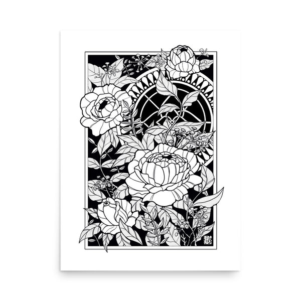 Hiding Around Roses - Art Print