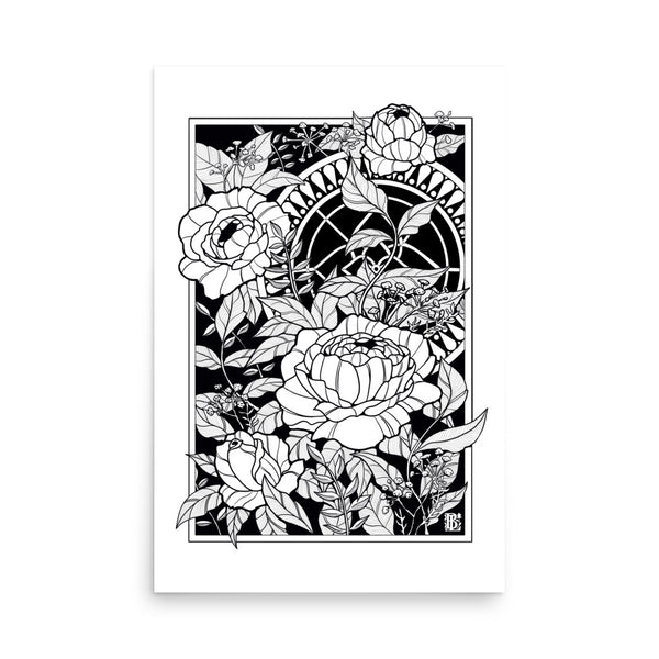 Hiding Around Roses - Art Print